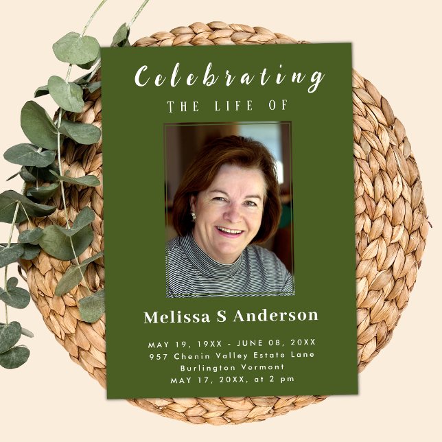 Modern Funeral Minimal Photo Celebration of Life Invitation (Creator Uploaded)