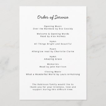 Modern Funeral | Order of Service Life Celebration Program | Zazzle