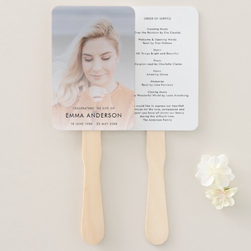 Modern Funeral  Order of Service Memorial Photo Hand Fan