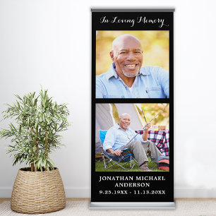 Modern Funeral Personalized 2 Photo Memorial Retractable Banner