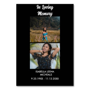 Modern Funeral Personalized 2 Photo Memorial Table Number