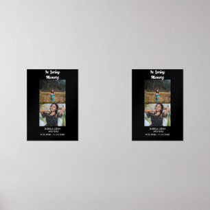 Modern Funeral Personalized 2 Photo Memorial Wall Art Sets