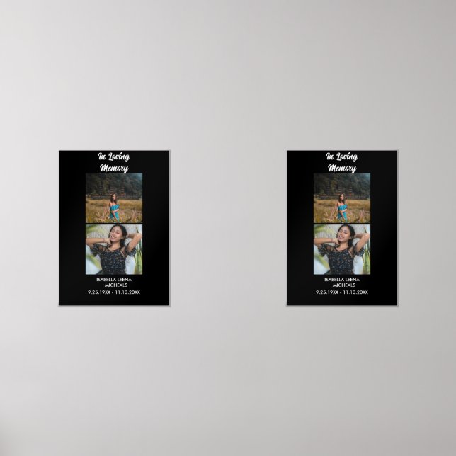 Modern Funeral Personalized 2 Photo Memorial Wall Art Sets (Front)
