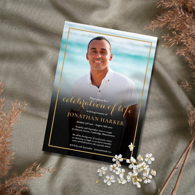 Modern Funeral Photo Celebration of Life Invitation (Creator Uploaded)