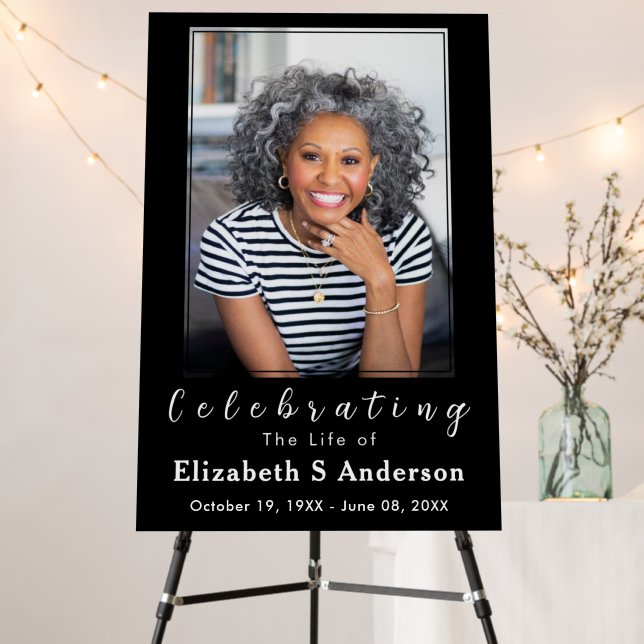 Modern Funeral photo | Celebration of Life Minimal Foam Board (In Situ (Stand))