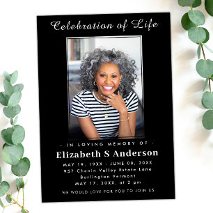 Modern Funeral photo Celebration of Life Minimal Invitation