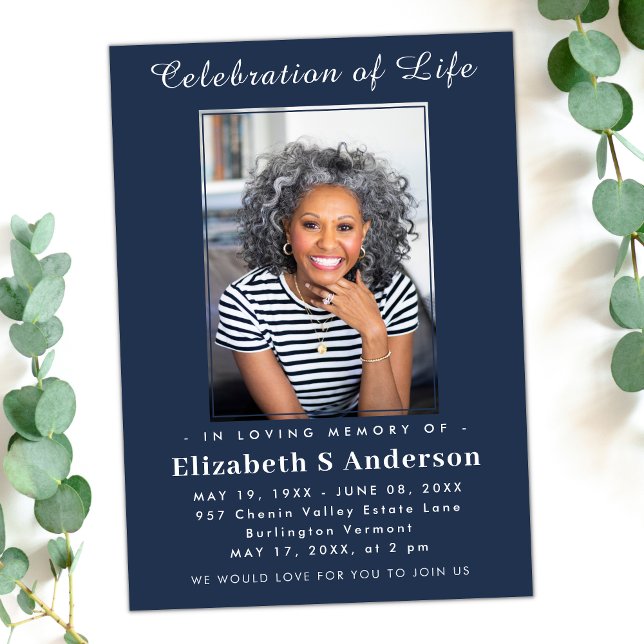 Modern Funeral photo | Celebration of Life Minimal Invitation (Creator Uploaded)