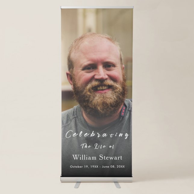 Modern Funeral photo | Celebration of Life Retractable Banner (Front)