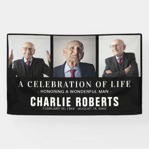 Modern Funeral Photo Collage  Celebration of Life Banner