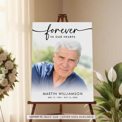 Modern Funeral Photo Forever Hearts Welcome Sign