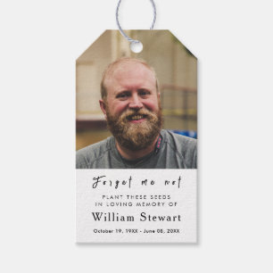 Modern Funeral photo Forget me not Seed Gift Tags