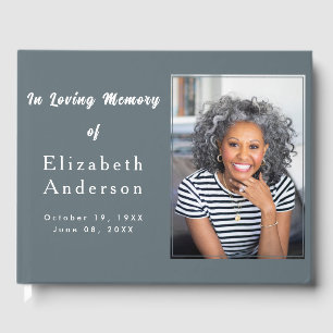 Modern Funeral photo In Loving Memory Minimalist Guest Book