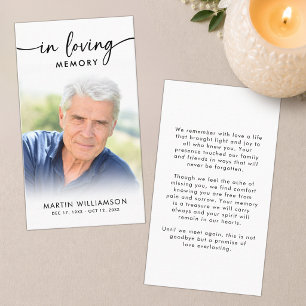 Modern Funeral Photo Loving Memory Prayer Card