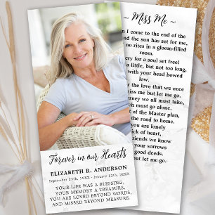 Modern Funeral Photo Memorial Prayer Bookmark Card