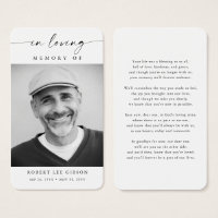 Modern Funeral Photo Sympathy Memorial Prayer Card
