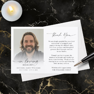Modern Funeral Photo Thank You In Loving Memory Card