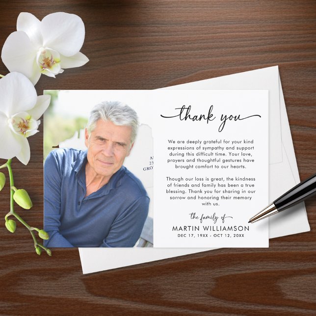 Modern Funeral Photo Thank You Sympathy Card (Creator Uploaded)