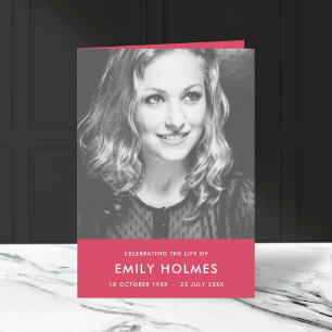 Modern Funeral Pink Order of Service Folded Program