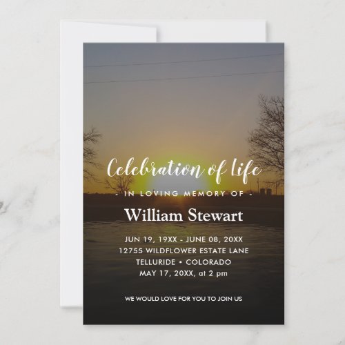 Modern Funeral  Sunset Celebration of Life Invitation