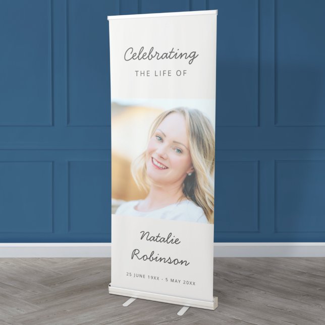 Modern Funeral | Sylish Script Celebration of Life Retractable Banner (Creator Uploaded)