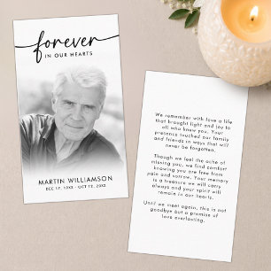Modern Funeral Sympathy Photo Forever Prayer Card