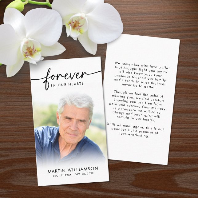Modern Funeral Sympathy Photo Forever Prayer Card (Creator Uploaded)