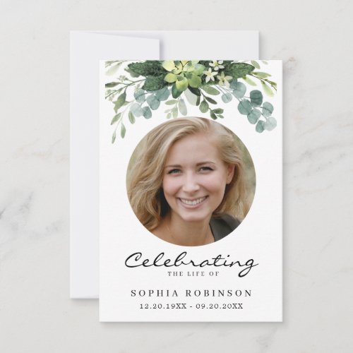 Modern Funeral Sympathy Photo Memorial Card