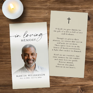 Modern Funeral Sympathy Photo Memorial Prayer Card