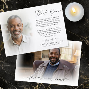 Modern Funeral Thank You 2 Photos Script Card