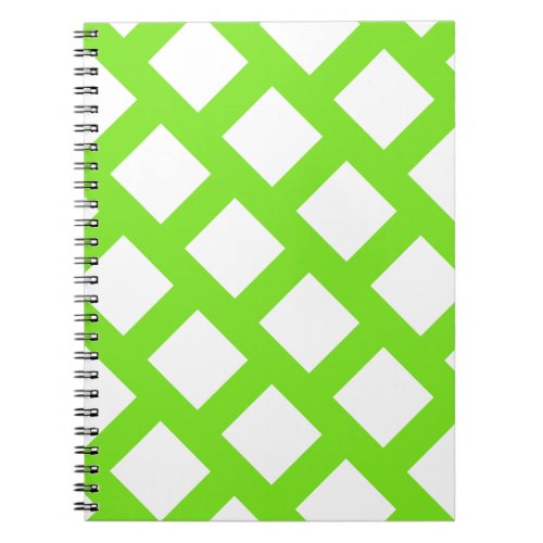 Modern Funky Apple Green  White Rhombus Pattern  Notebook