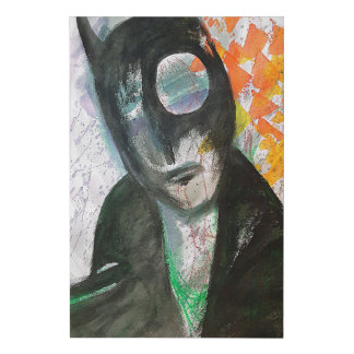 Modern Funky Black & Colors Style Portrait Faux Canvas Print