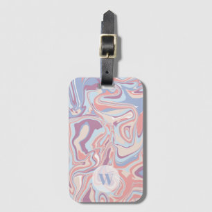 Modern Funky Marble Pastel Purple Monogram Luggage Tag