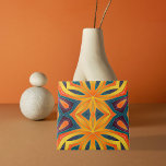 Modern Funky Orange Yellow Kaleidoscopic Abstract  Ceramic Tile<br><div class="desc">This unique decorative tile showcases a contemporary design infused with vibrant colors and abstract shapes. The mesmerizing blend of orange, yellow, purple, and blue shades creates an eye-catching display that adds a touch of modernity and artistic flair to any space. Crafted with precision and care, this ceramic tile effortlessly combines...</div>