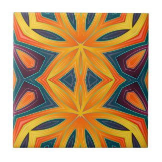 Modern Funky Orange Yellow Kaleidoscopic Abstract  Ceramic Tile