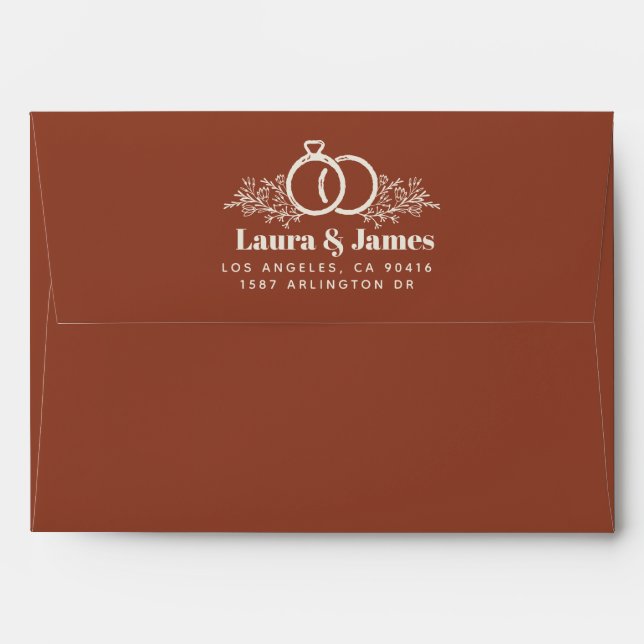 Modern funky retro colorful wedding Envelope (Back (Top Flap))