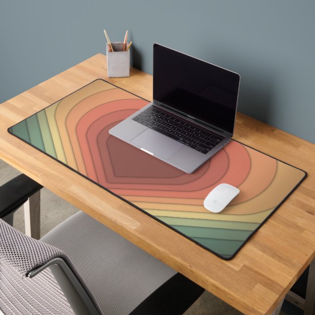 Modern Funky Retro Colourful Heart Desk Mat (Office 2)