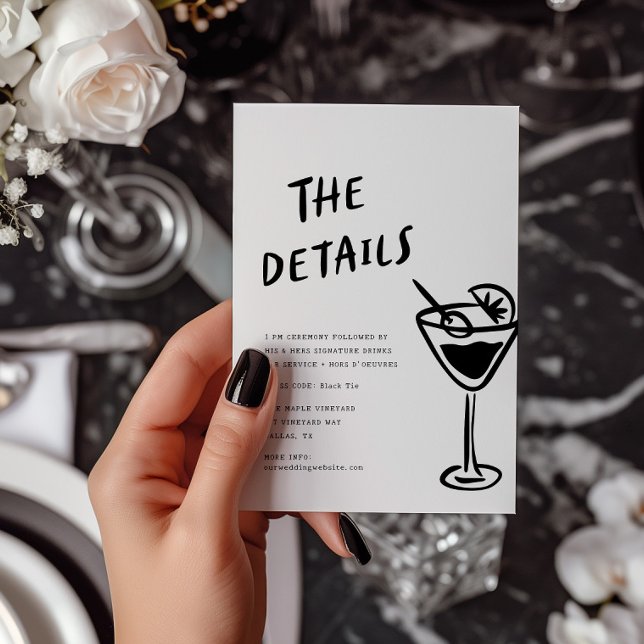 Modern Funky Retro QR Code Wedding Detail Note Card (Creator Uploaded)