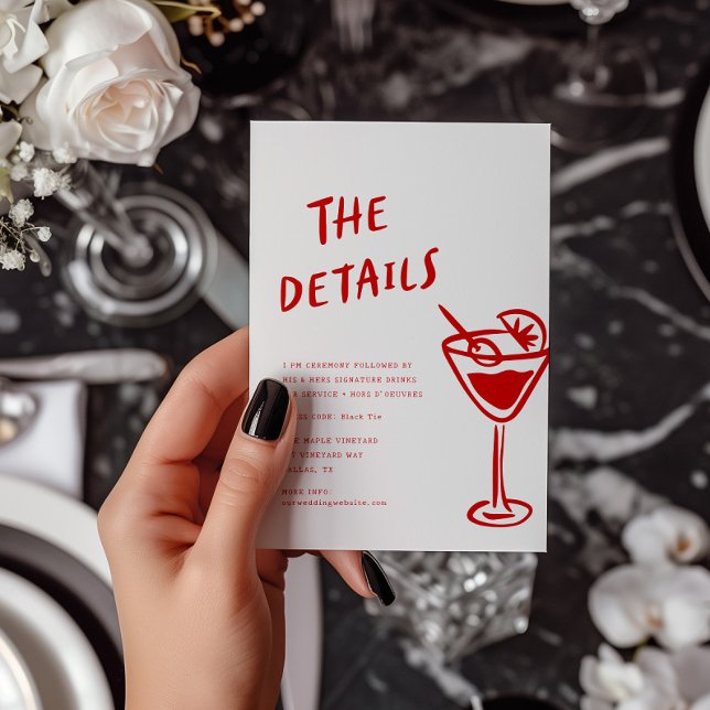 Modern Funky Retro QR Code Wedding Detail Note Card (Creator Uploaded)