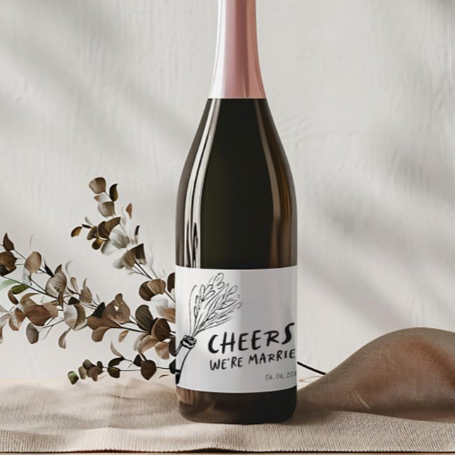 Modern Funky Retro Wedding Sparkling Wine Label (Creator Uploaded)