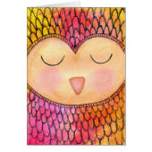 Modern Funky Sleepy Owl Mixed Media Painting (Front)