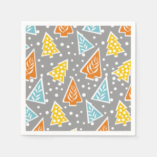 Modern, funky, stylized Christmas trees pattern Napkins