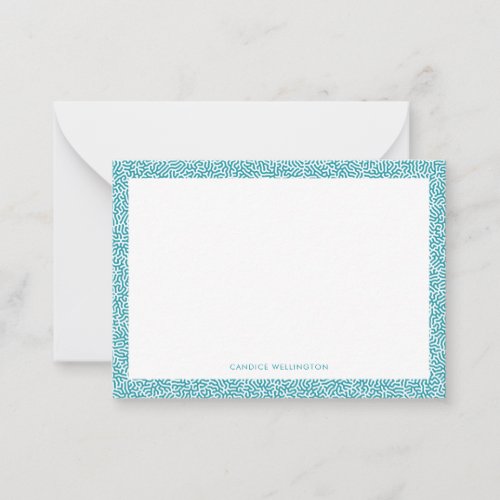Modern Funky Turquoise Abstract Geometric Pattern Note Card
