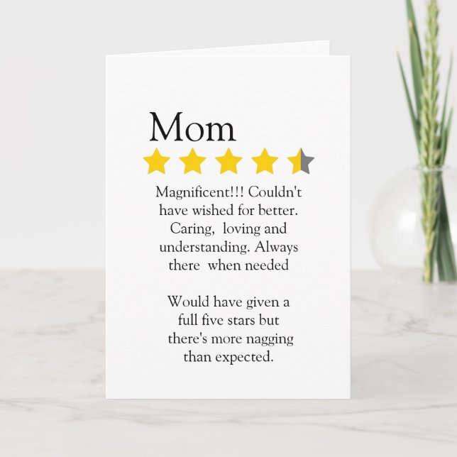Modern, Funny, 4 star Mom rating and review, Card (Front)