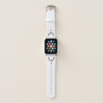Modern Funny Abstract Christmas Reindeer On White Apple Watch Band by Nordic_designs at Zazzle