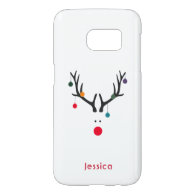 Modern funny abstract Christmas reindeer on white Samsung Galaxy S7 Case