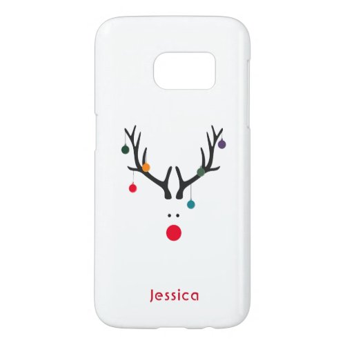 Modern funny abstract Christmas reindeer on white Samsung Galaxy S7 Case