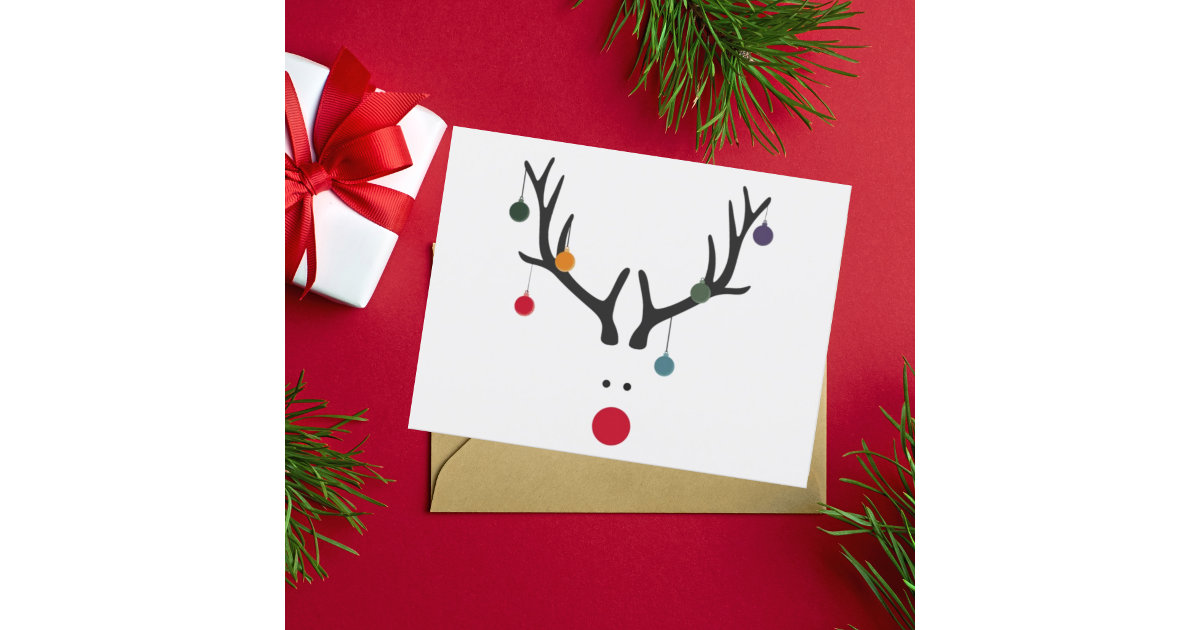 Modern funny abstract Christmas reindeer on white Holiday Postcard | Zazzle