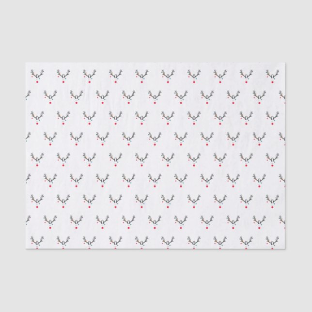 Modern funny abstract Christmas reindeer on white Tissue Paper (Front)