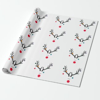 Modern funny abstract Christmas reindeer on white Wrapping Paper