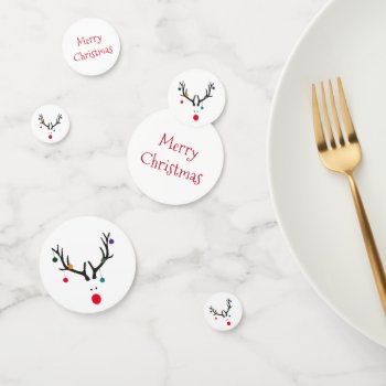 Modern Funny Abstract Christmas Reindeer White Red Confetti by Nordic_designs at Zazzle
